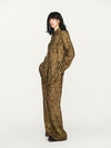 INTO THE EAST 25 Autumn/Winter Moss Green Dark Pattern Print Linen Shirt/Straight Pants ITE-E1DGAW005GR21PT-LV Pants (E1DGAW004GR21SH)
